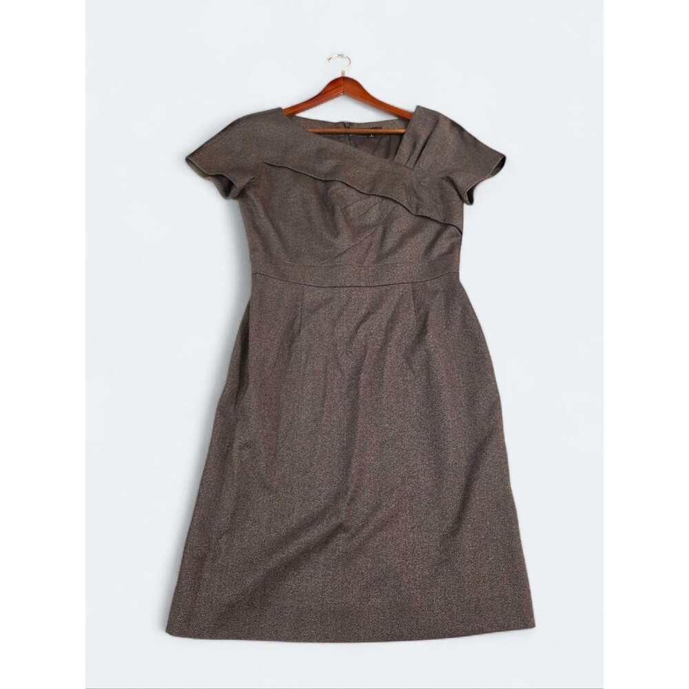 Tahari Arthur S. Levine Brown Origami Sheath Dress  Size 8 - Career Professional